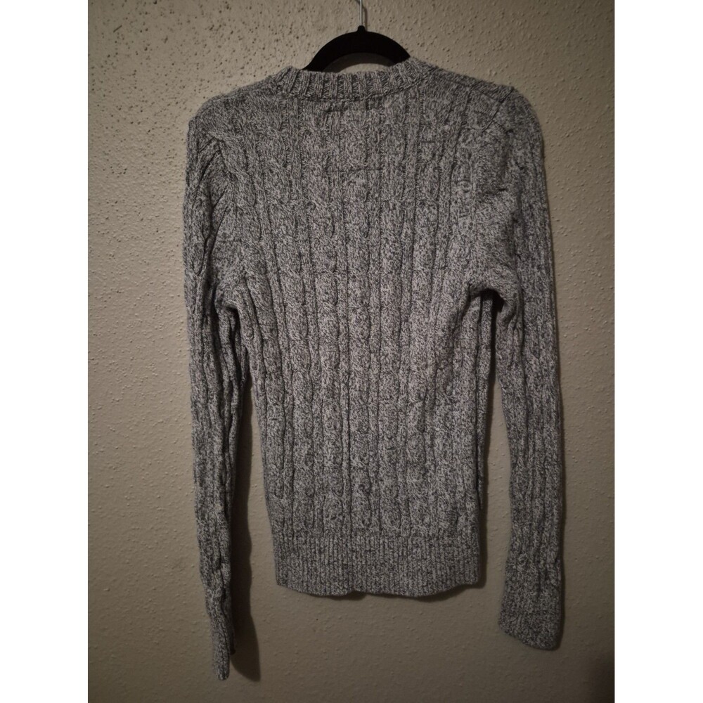 Abercrombie Fitch Women’s Y2K Chunky Knit Muscle Sweater Sz M Gray Logo - Picture 2 of 8